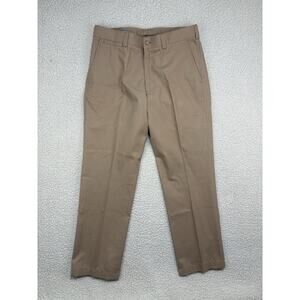 J McLaughlin Men’s Khaki Tan Chino Pants W33 Flat Front Straight Leg Office
